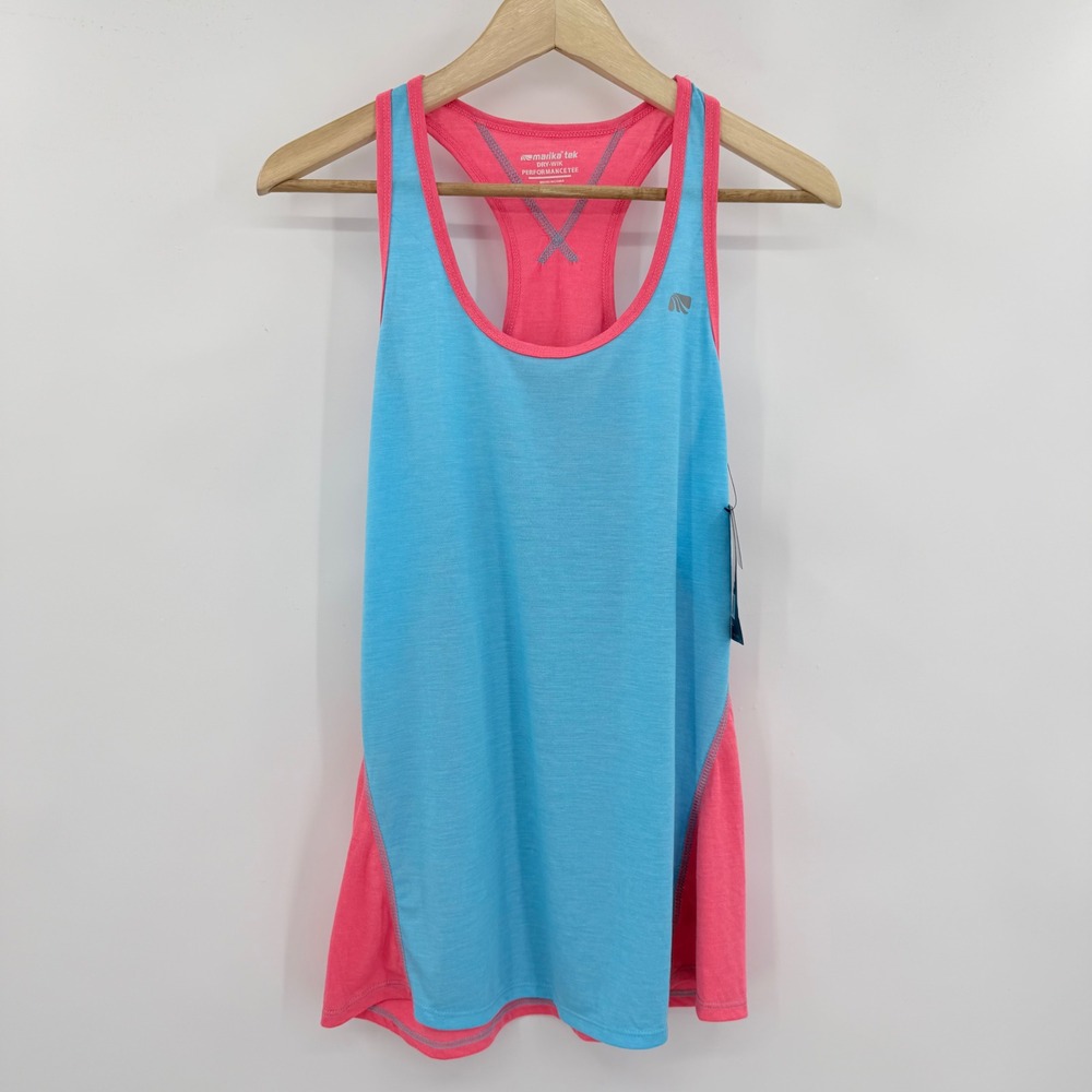 Marika Tek Dry-Wik Womens Performance Racerback Tank Top Blue Pink TM382507 L